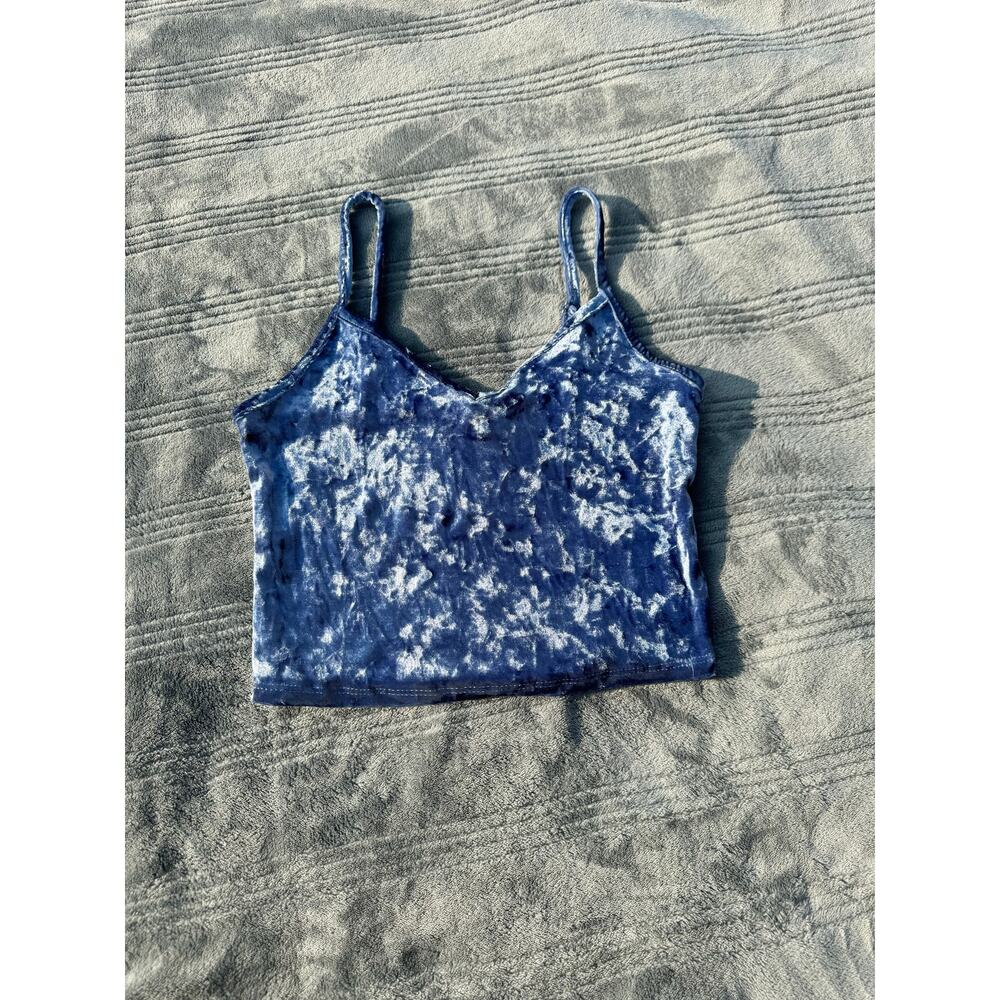 Forever 21 Blue Velvet Crop Top Tank Women's Small - Picture 2 of 10